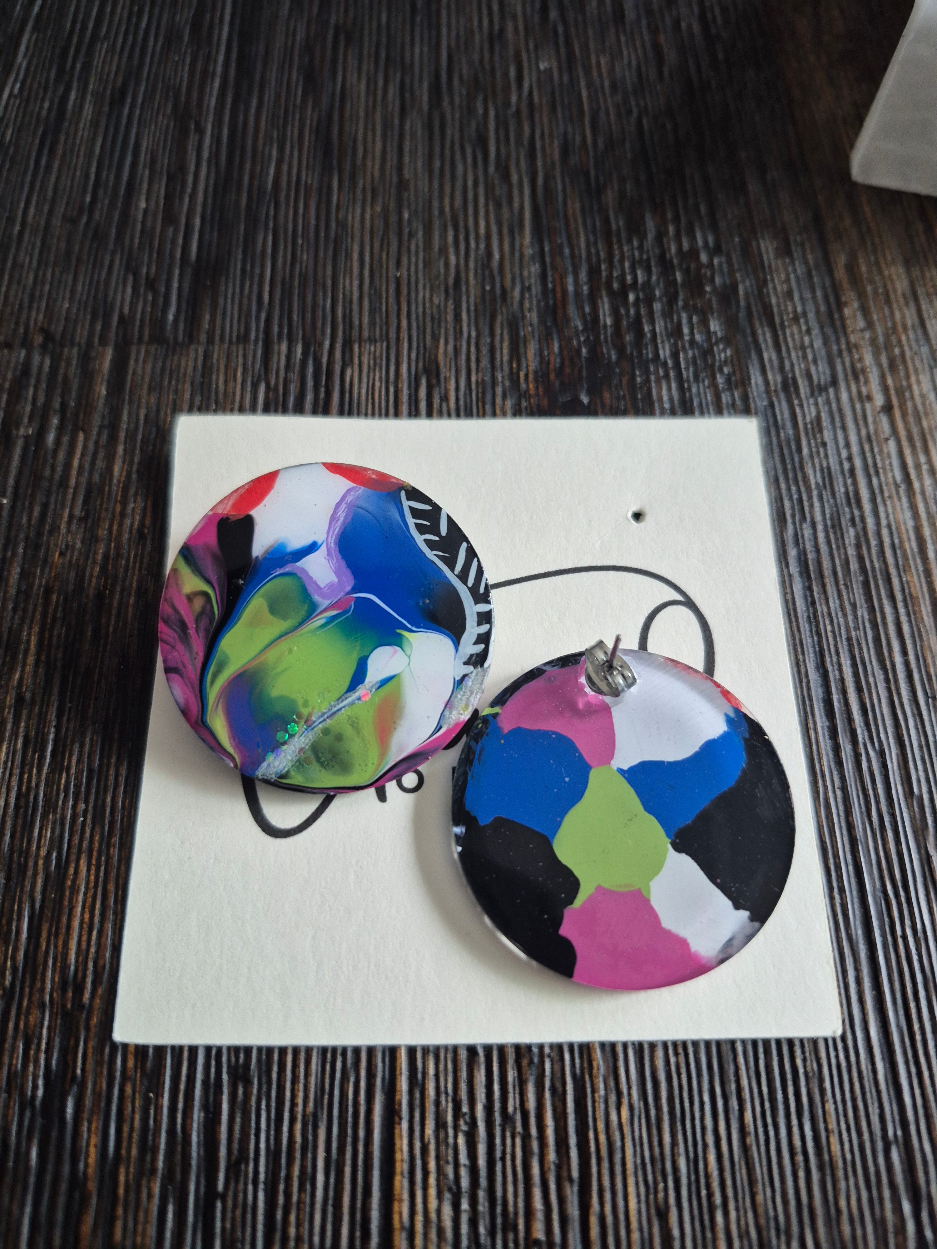 Multicolored Hand Made Acrylic Earrings